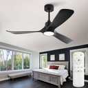52 inch Ceiling Fans with Lights Remote Contol,Memory Function Black Ceiling Fans,Quiet Reversible DC Motor Modern Ceiling Fan for Outdoor Patio Proch Gazebo