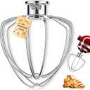 6-Wire Whip Attachment Fits KitchenAid Tilt-Head Stand Mixer Replace K45WW, Stainless Steel, Egg Heavy Cream Beater, Cakes Mayonnaise Whisk (All Stainless Steel)