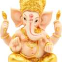 H&W 6''H Blessing A Colored Statue of Lord Ganesha Ganpati Elephant Hindu God, Elephant God Statue, Handmade Sculpture Buddha Figurine Decoration