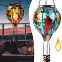 Hot Air Balloon Solar Lantern - Large Cardinal Bird Glass Lantern, Simulated Flickering & Dancing Flame, Big Outdoor Hanging Sunflower Yard Light Waterproof IP65 for Patio Lawn Porch Decor Gift