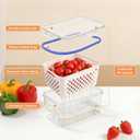 4 in 1 Food Storage Containers for Fridge, Produce Keeper with Removable Colander & Drain Basket, Airtight Leakproof Fruit Vegetable Storage Containers Transparent Kitchen Organizer (3PC S+M+L)