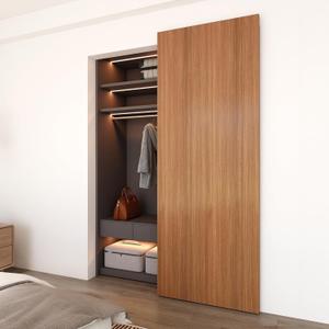 JUBEST 38" Concealed Barn Door Hardware Kit with Soft Close Mechanism, Wall Mounted Invisible Sliding Door Track for Door Opening Width 30" to 34", Hidden Barn Door Hardware Kit, Door Needs Groove