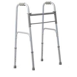 Walker Folding for Seniors - Two Push-Button Lever Release Folding Walker Deluxe Height (Short, Standard, People) by Healthline Trading (NO WHEELS)