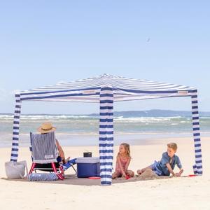 CoolCabana Beach Shade Tent - Easy Setup, UPF 50+ Protection, Large & Medium Sizes, Compact & Wind Resistant - Beach Cabana for The Whole Family - Navy Stripes, Medium