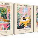 Funny Bathroom Canvas Wall Art Set of 3, Matisse Black Cat Animal Wall Decor Paintings, Cute Tiger Bathroom Pictures Posters Prints 12x16 Inch Framed