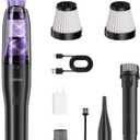 4-in-1 Mini Vacuum Cleaner, Small Hand Held Vacuum Cordless, Strong Suction, Ultra-Quiet 60dB, 0.85 lb for Car,Desk,Drawer,Home, Air Duster/Inflator/Pump, USB Rechargeable Washable Filters