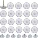 Adjustable Furniture Levelers, 20 Pcs M6 Furniture Glide with White Bottom Table and Chairs Leveling Feet Furniture Leveler Pads with Threaded Shank T-Nuts (M6 X 25mm)