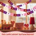 2 Pcs 19.7 ft Valentine Decoration Love Letter Garland Felt Love Heart Envelope Hanging Banner 6 Ft for Mantel Romantic Anniversary Engagement Wedding Garland Party Supplies(Multicolor)