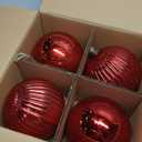 KI Store Large Red Christmas Ball Ornaments 6-Inch 4pcs Hanging Tree Ornament Decorations Shatterproof Vintage Mercury Balls