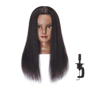 20-22'' Mannequin Head With Human Hair Styling Training Head Dolls for Cosmetology Manikin Maniquins Practice Head with Stand (6611B0214H)