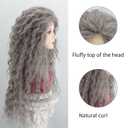 Fencca Long Curly Synthetic Wigs, Dark Grey Silver wigs for white women 26 Inch Heat Resistant Fiber Natural Wavy Style for Women, Daily Party Use