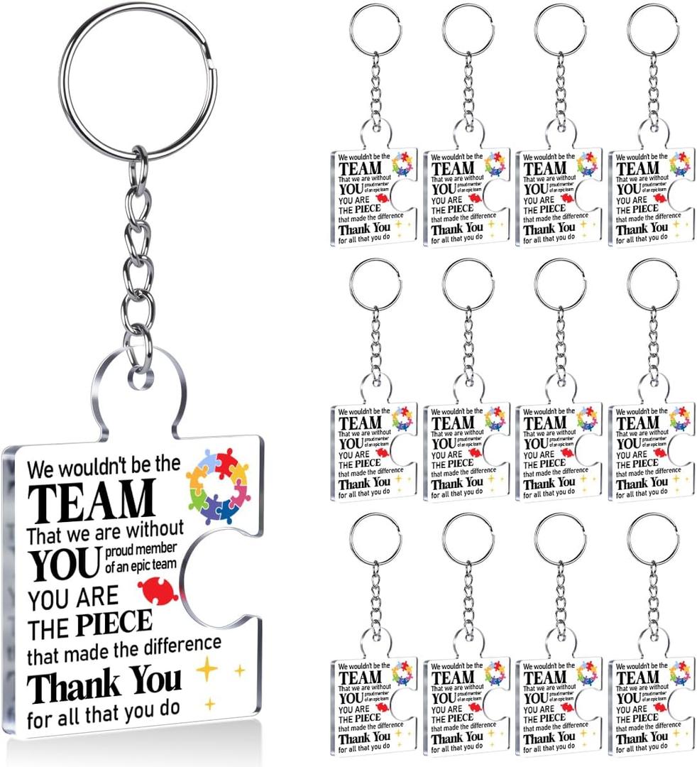 Team Appreciation Gifts for Employee Coworker Staff Bulk, Teamwork Thank You Gift Set Puzzle Piece Acrylic Keychains