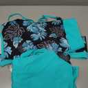 Women's 3 Piece Tankini Swimsuit Tummy Control with Bra Pocket Boy Shorts (Blue, XXL)