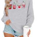 MYHALF Valentines Love Heart Sweatshirts: Womens Valentine Sweatshirts Casual Lovely Graphic Long Sleeve Pullover Tops