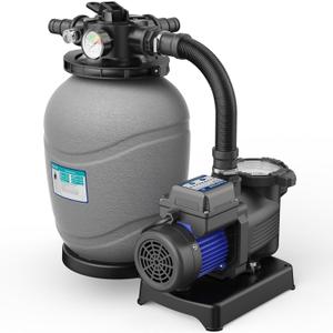 AQUASTRONG 12in Sand Filter Pump for Above Ground Pool with Timer, Max 2500GPH for Pools Up to 9000GAL, 4-Way Valve, Enhanced Circulation, Effortless Installation, Crystal-Clear Pool