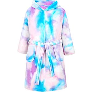 Giggling Getup Christmas Kids Robes, Hooded Girls Bath Robe, Girls Christmas Pajamas (S)