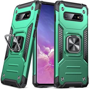 Anqrp Galaxy S10 Case, Military Grade Protective Phone Case Cover with Enhanced Metal Ring Kickstand [Support Magnet Mount] Compatible with Samsung Galaxy S10, Dark Green