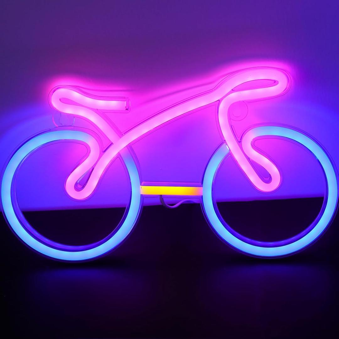 ENUOLI Bike Neon Signs for Wall Decor, Bicycle Neon Lights for Bedroom,USB/Battery Powered LED Bike Light Neon Wall Light Suitable for Living Office Game Room Christmas Gift for Cycling Lover