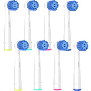 8 x 8 Pack Sensitive Gum Care Replacement Brush Heads Compatible with Oral b Braun Electric Toothbrush. Soft Bristle for Superior and Gentle Clean.