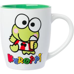 Silver Buffalo Keroppi Popcorn Name 25oz Jumbo Curved Ceramic Mug (Grey/Multi)