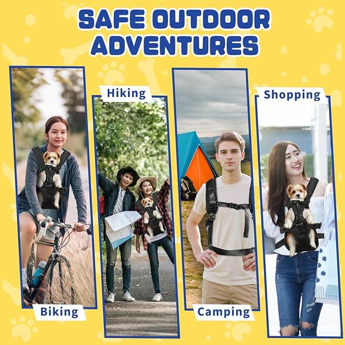 Dog Backpack Carrier, Legs-Out Front Pet Backpack Carrier for Small Dogs, Adjustable & Breathable Pet Carrier, Hands Free Dog Front Carrier for Hiking, Cycling, Travel (Black, S)