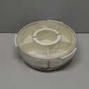 Rotating Divided Serving Tray with Lid and Handle,6 Compartments Snackle Box Container,12" Large Snack Spinner Lazy Susan,Fruit Veggie Tray Portable Round Snack Box Candy Fridge Organizer Platterbox