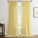 Yellow Linen Curtains 90 inch Length 2 Panels Set Modern Farmhouse Living Room Drapes Light Filtering Rod Pocket Back Tab Filtering Privacy Semi Sheer Curtain 90 inches Long