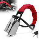 KAYCENTOP Car Steering Wheel Lock, Seat Belt Lock, Car Locks Anti-Theft Device with Aluminum Alloy Lock Housing, Max 17 Inch Length, High Visibility and Light-Weight, Universal Fit, 3Keys(Red)