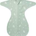 ZIGJOY Baby Transitional Swaddles for Newborns: 0.5 Tog Arms Up Sleep Sack 3-6 Months Soft Cotton Shark Fin 2 Way Zipper (Leaf)