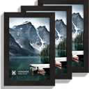 5.5 x 8.5 Diploma Frame - Made of Real Glass and Black Wooden Frame, 5.5 by 8.5 Photo for Wall or Tabletop Display, 3 Pack