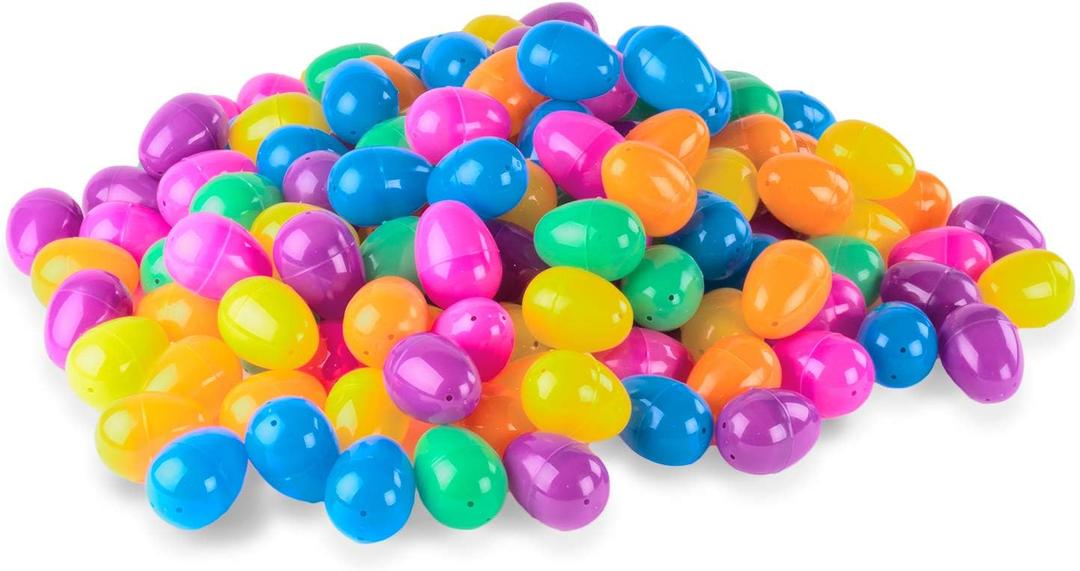 Super Z Outlet Fillable Easter Eggs with Hinge 2.5" Inch Bulk Colorful Bright Assorted Colors Plastic Easter Eggs, Perfect for Suprise Easter Bunny Egg Hunt - 72/144 Pack