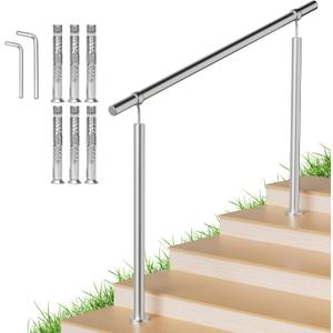 4 Step Stainless Steel Handrails for Outdoor Steps 54x36in