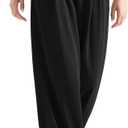 SUUKSESS Women Wide Leg Pants Elastic High Waisted Work Pants Flowy Palazzo Pants (Small, Black)