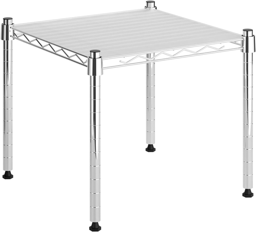 Whitmor 1 Tier Supreme Stacking Shelving Unit, Wire Metal Home Storage Organizer, 15" L x 14" W x 15" H, Chrome W/Liner