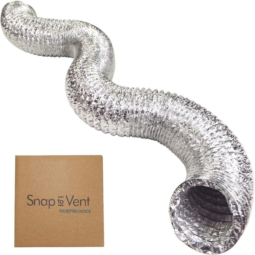 Snap to Vent Aluminum Dryer Hose 4 inch diameter x 8 feet long | Ziggurat Products