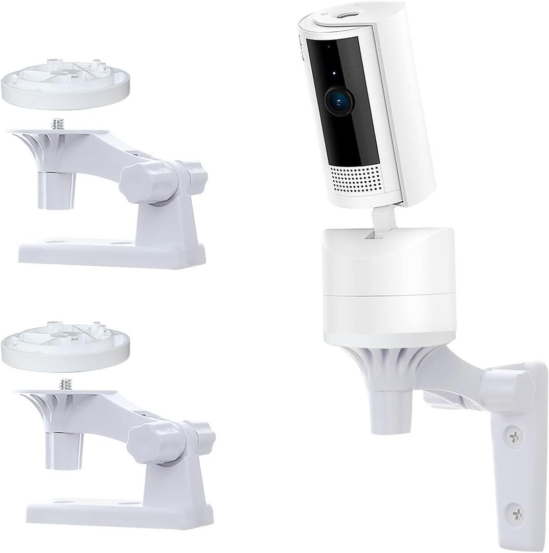 Wall Mount Only Compatible with Ring Pan-Tilt Indoor Cam (2024 Release),180Adjustable Camera Mounting Bracket for Indoor/Outdoor to Get The Best View,Replacement for The Fixed Original Stand,2 Pack