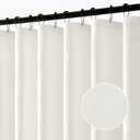 ANRODUO White Extra Long Shower Curtain, 84 Inch Long Fabric Shower Curtain Set with 12 Metal Hooks, Waterproof & Heavy Duty Polyester, Button Hole Design, Machine Washable for Bathroom, 72 x 84