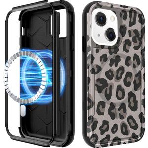 for iPhone 15 Plus Case, for iPhone 14 Plus Case - Compatible with MagSafe Women Girls Cute Magnetic Protective Phone Cover Cool Leopard Fashion Heavy Duty Shockproof Cover 6.7 Inch