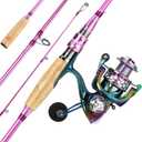 Sougayilang Spinning Rod Reel Combos,Colorful Two Pieces Spinning Pole with Smooth Strong Reel for Freshwater Saltwater (6.9ft)