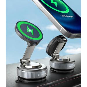 ALAFLY 15W Fast Charging Magnetic Car Phone Holder, New Elastic Suction Cup Phone Holder with Stronger Suction, 360° Adjustable Wireless Charger Car Mount for Magsafe iPhone 17 16 15 14 13 12