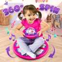 Flooyes Unicorn Sit and Spin Toys for Toddlers Girls 2 Years Old, Christmas Birthday Gifts for 1 2 3 4, with LED and Music, 360 Spin, Medium/Standard