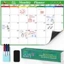 17"x12" Magnetic Dry Erase Calendar Whiteboard Kit for Fridge and Refrigerator Organization – Monthly Planner w/ 3 Markers, 1 Eraser & 1 Pen Holder, for Family Schedule Tracking