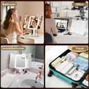 Mocado Makeup Mirror with Lights, 20X/7X/3X Magnifying Mirror with Light,Rechargeable & Height Adjustable Lighted Makeup Mirror,Vanity Mirror with 3 Colors Lights,Detachable Design for Travel(White)