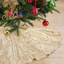 B-COOL 36inch Tree Skirt Sequin Trees Mats Christmas Champagne Pencil Tree Skirts Knit Mats for Christmas Holiday Party Decorations