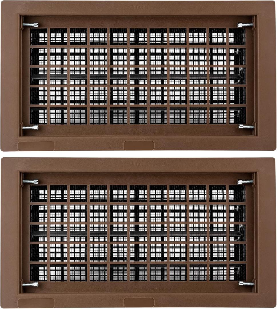 8" x 16" Automatic Foundation Vent for Ventilating Crawl Space Replacement Auto Air Vent, Brown, 2 Pack