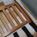 SONGMICS Luggage Rack, Folding Suitcase Stand with Storage Shelf, for Guest Room, Hotel, Bedroom, Heavy-Duty, Holds up to 131 lb, Walnut Brown URLR007D01