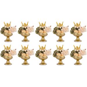 Metal Vases for Table Centerpieces, Hewory Gold Compote Pedestal Vase Floral Container Bulk, Brass Mini Footed Bowl Flower Holders Center Pieces for Wedding Birthday Party Anniversary (10pcs, 6.5in)