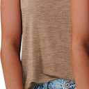 KKJ 2 Pack Womens Tank Tops Workout Basic Tees Summer Clothes Fashion Outfits Crew Neck Sleeveless Loose Fit Casual Shirts (Small, Khaki)