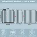 Extra Wide Baby Gate 71.6-76.37 Inch Black, Walk Through Pressure Mounted No Drill Long Large Tension Metal Gate for Dog and Toddler