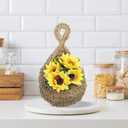 PATIKIL Hanging Fruit Baskets for Kitchen, 3 Sizes Teardrop Home Decor Storage Hand-Woven Wall Hanging Basket for Garlic Potato Vegetable, Brown